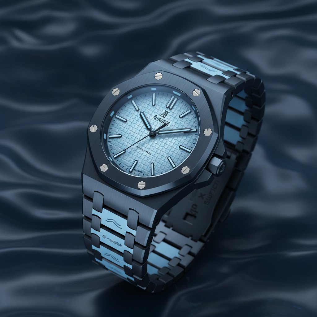 Audemars Piguet x Swatch LAN BLA dark blue and light blue luxury watch