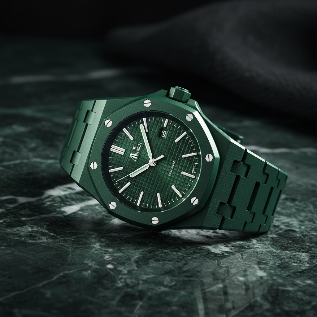 Audemars Piguet x Swatch Green Light dark forest green luxury watch