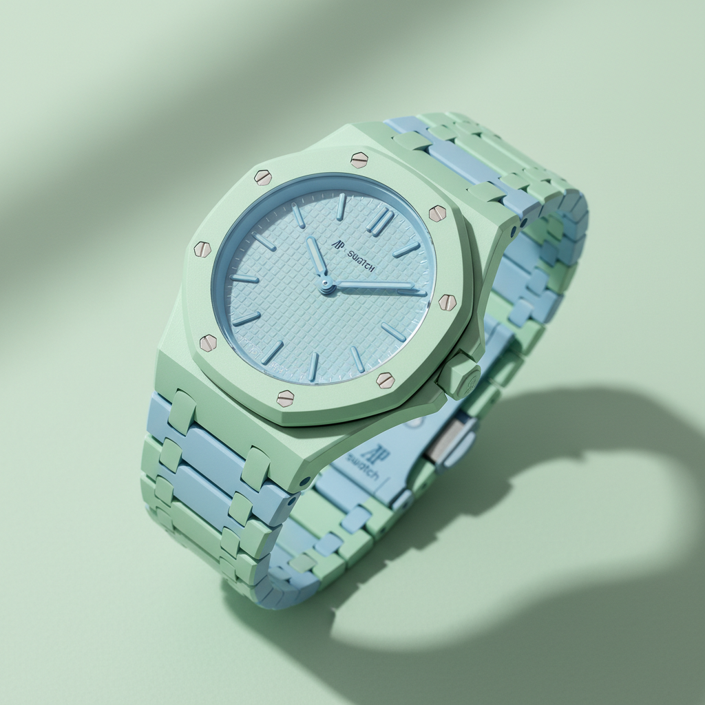 Audemars Piguet x Swatch BLAUE ACHT light green and baby blue luxury watch